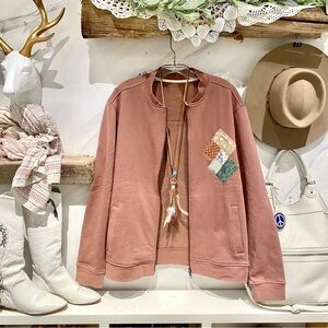 Artisan patchwork wearable ART rustic back detailing on boho jacket sweater